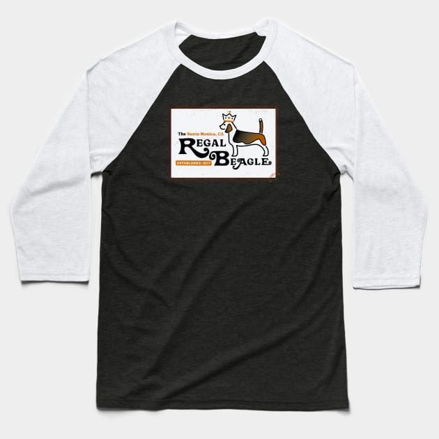 Regal Beagle Est. 1977 • Santa Monica, CA Baseball T-Shirt by The MKE Rhine Maiden